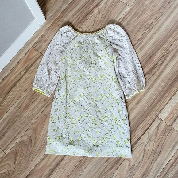 Trina Turk Wakeboard Neon Natural Lace Layover Balloon Sleeve Shift Dress - Picture 12 of 14